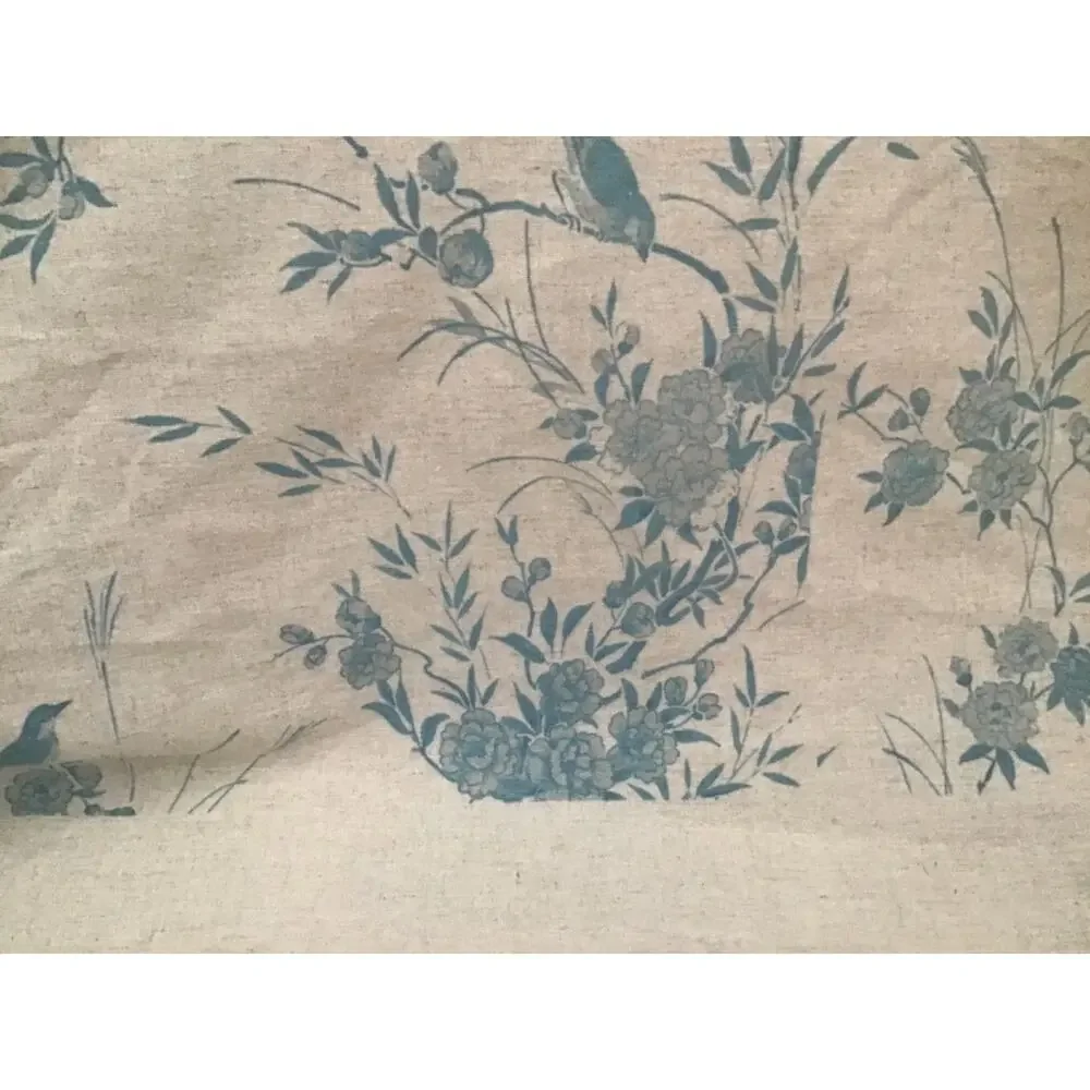 Rachel Ashwell Shabby Chic Blue Bird Chinoiserie Linen For Sewing & Wallpaper